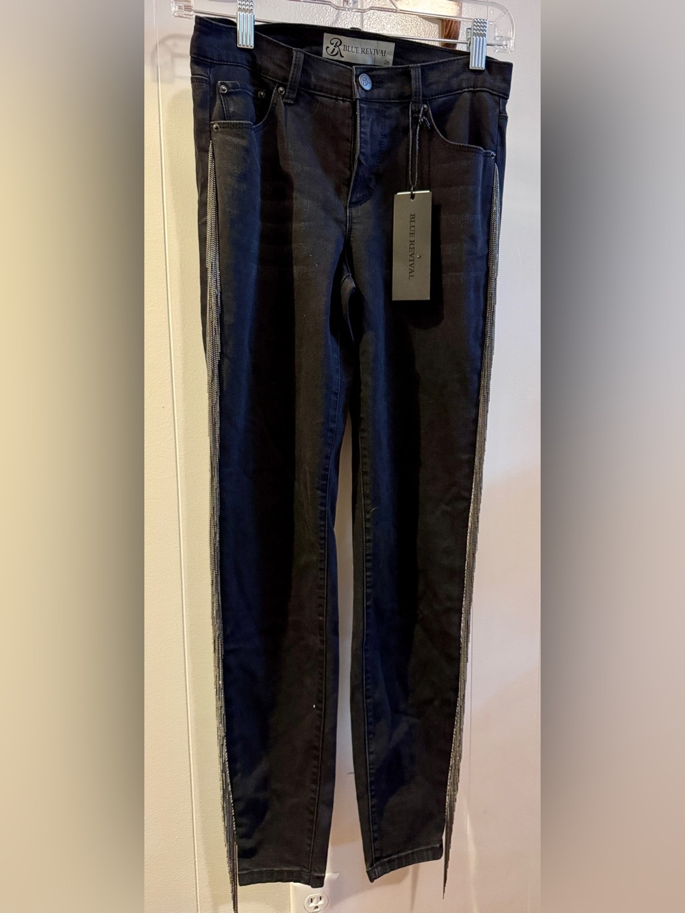 BLUE REVIVAL DUBLIN CHAIN FRINGE SKINNY JEANS - Picture 3 of 7
